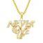 2021 New Stylish Hiphop Personal Engraved Letter Message Square Pendant Necklace Beads Chain Stainless Steel Gold Necklace