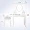 White Vanity Table with Oval Mirror/ 5 Drawers Makeup Table with Mirror Wood Dressing Table w/Cushioned Stool
