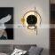 Modern Clock Wall Lamp Creative Aisle Home Bedroom Living Room Background Decor Wall Sconce LED Gold/Black Lamps