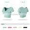 Cute Women's Sports V Neck T-Shirts With Padded Slim Short Sleeve High Strech Spandex