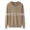 Custom Fashion 100% Pure Cashmere Hoodies for Women Solid Pattern Casual Winter Sweater with Hooded Collar and Front Logo