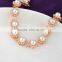 Elegant chain link stone bead fake pearl bracelet wholesale