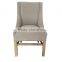 French Classical Oak Wood Linen Fabric Frame Designed Dining Chair