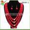 wholesale ladies beaded fashion african jewelry set coral pearl jewelry in red