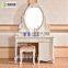 Luxury Antique European French Baroque Style Ivory White Hand Carved Wooden MDF Vanity Dressing Table Set