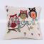 2016 Cute Owl Bird silkscreen polyester fabric square custom cushion pillow