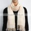 Plain Color Acrylic Printed Scarf with tassel