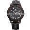 SKONE 9426 Japan movt leather band luxury tense wood watches