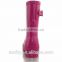 clear pink women high heels rubber rain boots with buckle strap