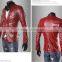 New winter men's fashion men's leather motorcycle jacket Slim red