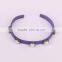 Purple Color Fish Skin Bracelet, with Pave Crystal Freshwater Pearl Bead Leather Cuff Bangle