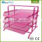 EasyPAG pink 3 tier mesh desk organizer document tray wall mounted file holder