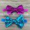 Girl 5'' Embroidered Sequin Hair Bows Elastic Baby Headband Kids Sequin Bows Hairbands Hair Accessories