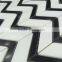 black white marble mosaic polished herringbone bathroom floor mosaic