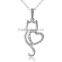 New Jewelry Design Brass Cubic Zirconia Hollow Heart Shaped Cat Pendant Necklace