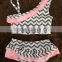2015 Baby girls swim suit chevron swim suit girls swimming suit chevron swimming suit grey chevron pink