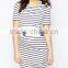 New Fashion Elegant Dress Short Sleeve High Quality Stripe Knitted Maternity Clothes