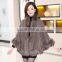 women autumn and winter models knitted cardigan cloak imitation fox fur collar cashmere sweater fur shawl