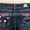girls cute printed denim pant,denim pant decorated with fancy button and plaid #9R5833