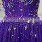 Women Sleeveless purple A-line prom dress with beautiful Handmade star beading