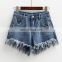 2016 wholesale hot selling heavy tassel fringe women jean shorts