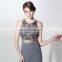 New Fashion Elegant Sheath Gray Chiffon Beaded Long Evening Dresses LX383