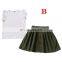 2019 summer GIRLS FLY SLEEVED WHITE TOPS TSHIRT & GIRLS COTTON RUFFLE SKIRTS 2PC SET