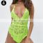 New Women Sexy Deep V Lace Bodysuit 10 Color Summer Transparent Mesh Jumpsuits Backless Embroidery Ladies Sleeveless Playsuit
