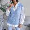 V-neck diamond hollow casual knitted sweater vest