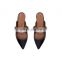 Elegant flat rhinestone fancy unique black patent pointed toe women sandals shoes other color are available