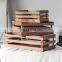 Wholesale brown gray wood wine boxes storage crates with handles, set of 3