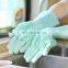 Reusable Silicone Dishwashing Gloves, Pair of Rubber Scrubbing Gloves for Dishes, Wash Cleaning Gloves with Sponge Scrubbers