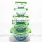 Set of 5 pcs glass mixing salad bowl with colorful plastic lid                        
                                                Quality Choice