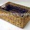 3 pieces set water hyacinth baskets without lid, rectangular woven storage basket,