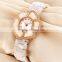 Flower shaped case white color ceramic watch for girls