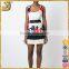 Women multicolor sleeveless flower applique mini dress