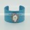 Latest Bracelets Designs Python Bracelet with Conch Paved Blue Leather Cuff Bangle for Men