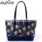 Weave pattern high quality no name blue handbags