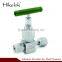 Stainless Steel Double Union Ends Bellows-Sealed Valves Nonrotating Stem Tip Mini Valve
