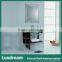 Clear integrated glass basin vanity with wooden shelf bathroom vanity