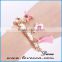 2016 New design hot sale Girls love light color bracelet with pearl heart glove crystal deer little charms
