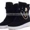 Round head flat bow boots low price leather snow boot