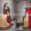 Cream & Red Georgette Saree