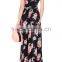 Wholesale Plus size Short sleeve round neck elastic waist floral print maxi dress with inseam pockets