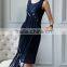 fashion clothing OEM star detailing sleeveless midi women tassels dress