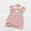 Short sleeve pure color sweet style baby girl casual dress