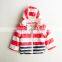 Winter Red Stripped Hoodie Child Jacket Wholesale Kids Coats