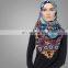 New Arrival Floral Printing Islamic Kaftan Beautiful Patterned Muslim Abaya Maxi Hijab Dubai Scarf 2016