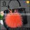 Plus size 100% raccoon fur pompom ball accessories keychain