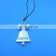 custom metal Christmas Bell Charm, silver christmas ornaments phone strip with crystal